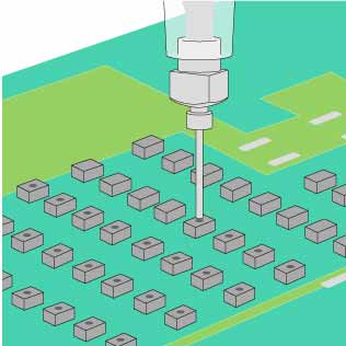 リモコン基板への導電性ペースト塗布